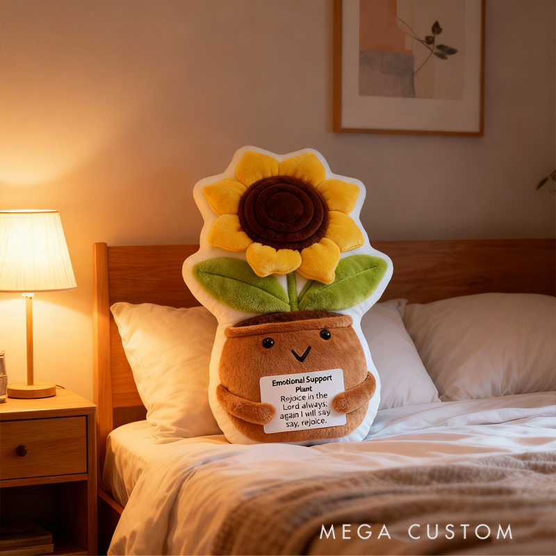 Personalized Positive Sunflower Pillow with Custom Bible Verse Home Decor Graphic 3D Print Pillow Emotional Support Plant Religious Christian Gift