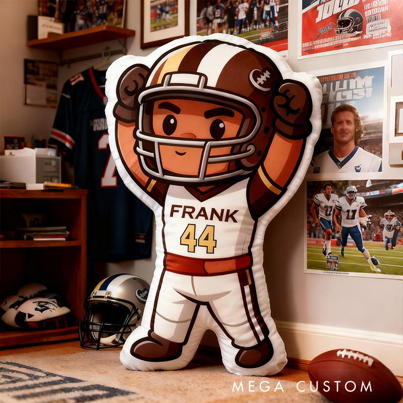Personalized Football Hero Pillow with Custom Name and Number Design