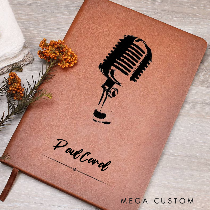 Personalized Classic Microphone Journal Custom Lyric Journal Gift for Singer and Songwriter and Artist and DJ and Podcast and Speaker