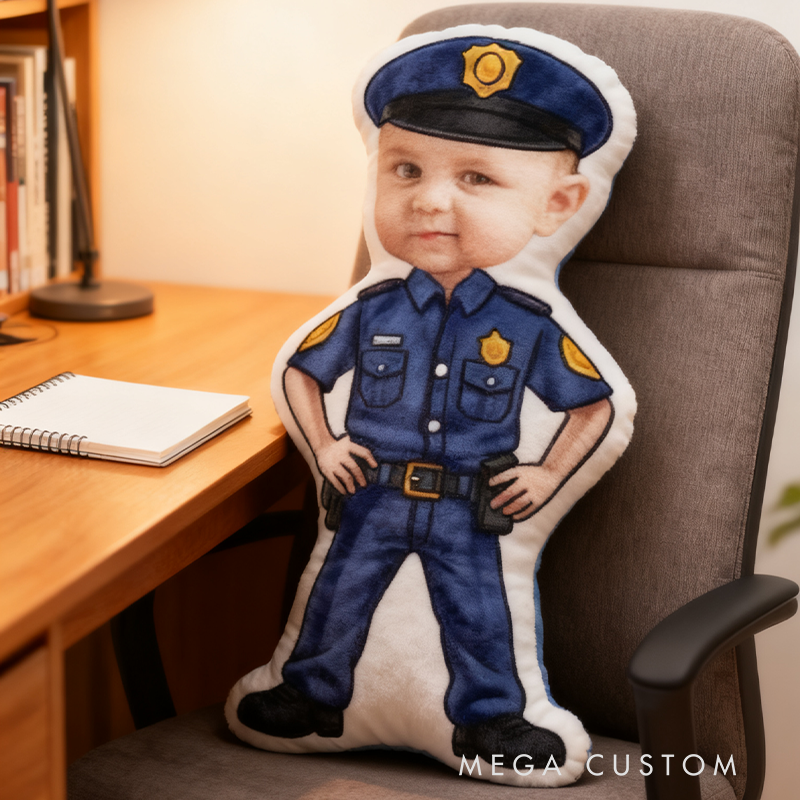 Personalized Policeman Pillow with Custom Face Design 3D Print Pillow Police Pillow Gift