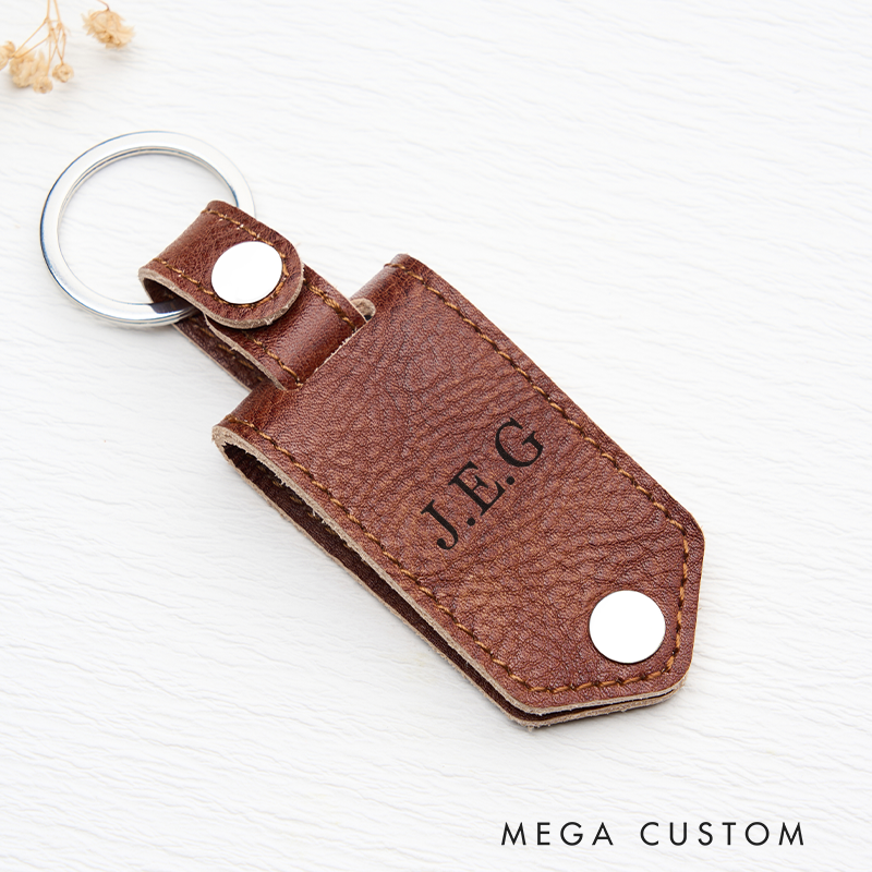 Personalized Leather Photo Keychain for Men Custom Picture Key Ring with Name Engraved Leather Key Chain Anniversary Gift for Him Groomsmen Gift Birthday Gift for Dad Boyfriend Husband
