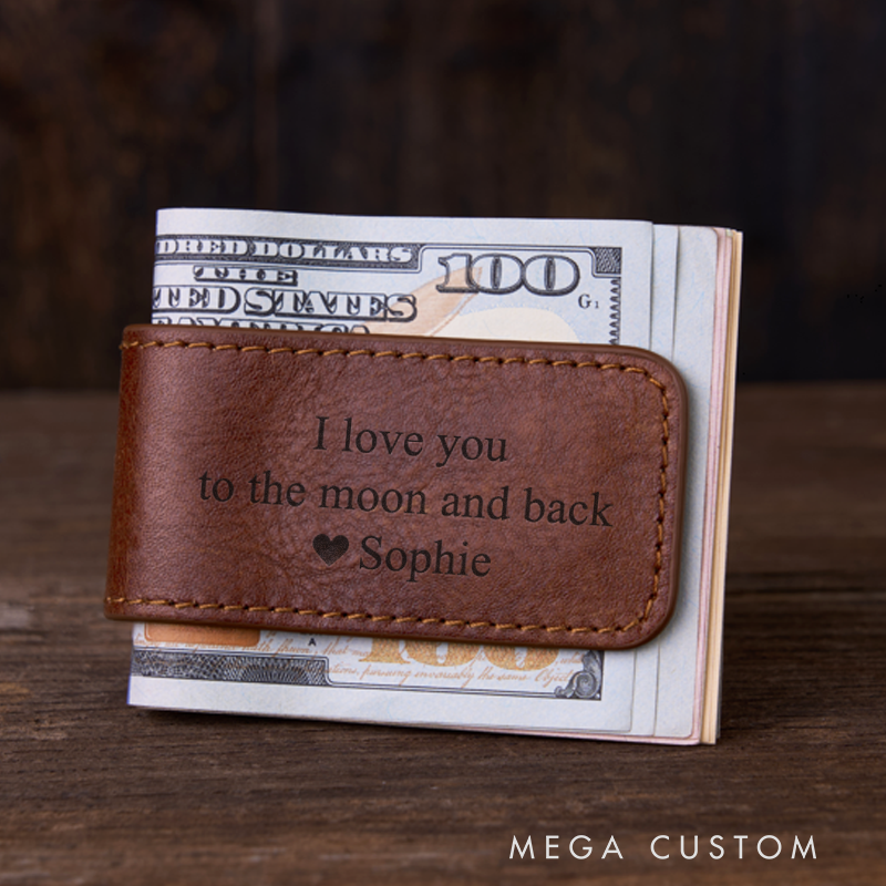 Personalized Leather Money Clip Wallet for Him Custom Money Clip with Name Engraved Money Clip for Men Groomsmen Money Clip Wedding Gift