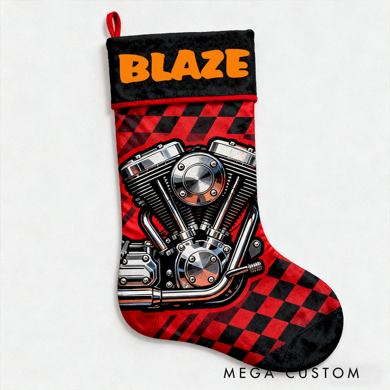 Personalized Motorcycle Engine Christmas Stocking for Enthusiasts Family Christmas Gifts Xmas Gift