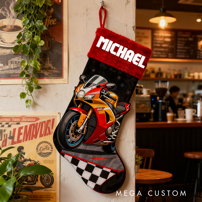 Personalized Motorcycle Engine Christmas Stocking for Enthusiasts Family Christmas Gifts Xmas Gift