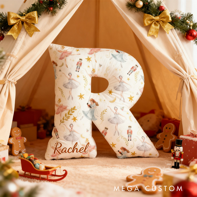 Personalized Ballet White Dream Alphabet Shaped Pillow for Dance Lovers Initial Pillow Christmas Gift for Kids