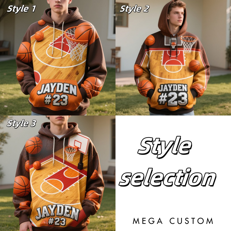 Personalized Basketball-Themed Hoodie with Custom Name and Number