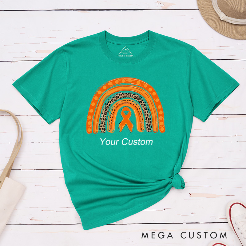 Personalized Leukemia Cancer Awareness Kidney Cancer Rainbow Fighter Support T-Shirt
