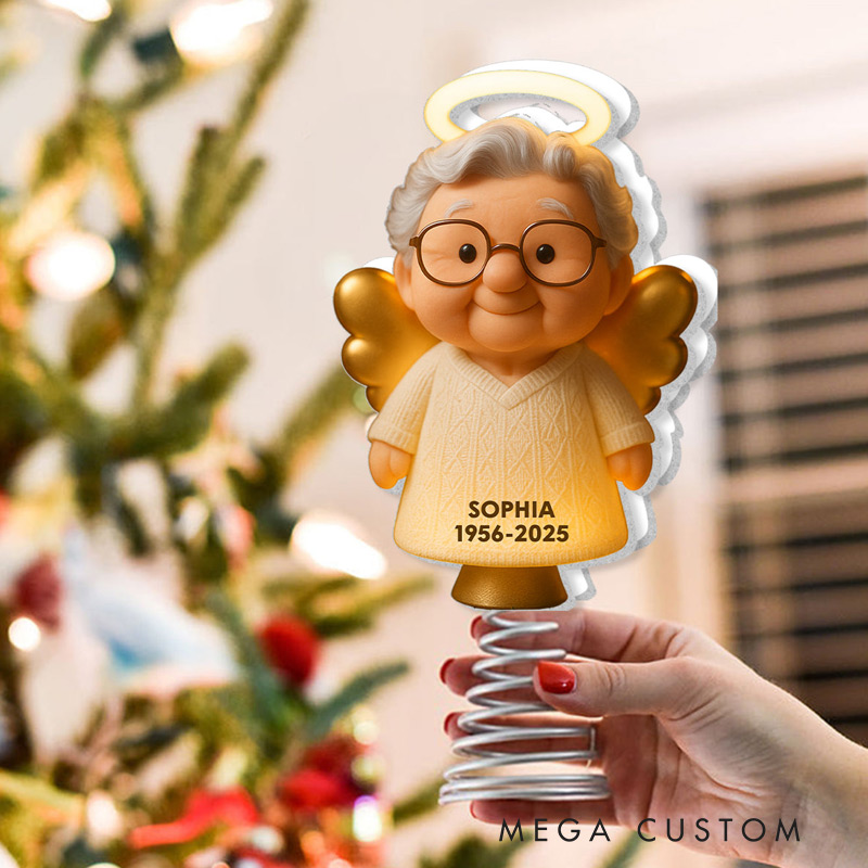 Personalized Memorial LED Light Tree Topper Christmas Memorial  Gift for Family