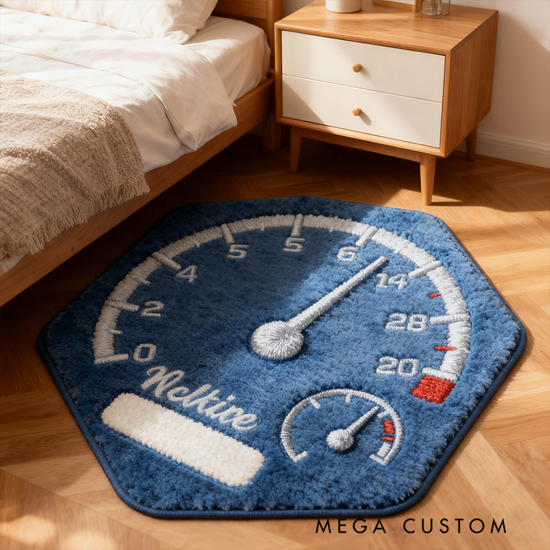 Personalized Speedometer-Themed Rug for Motorsport Enthusiasts Custom Name RACER Speed Rugs Xmas Gigt