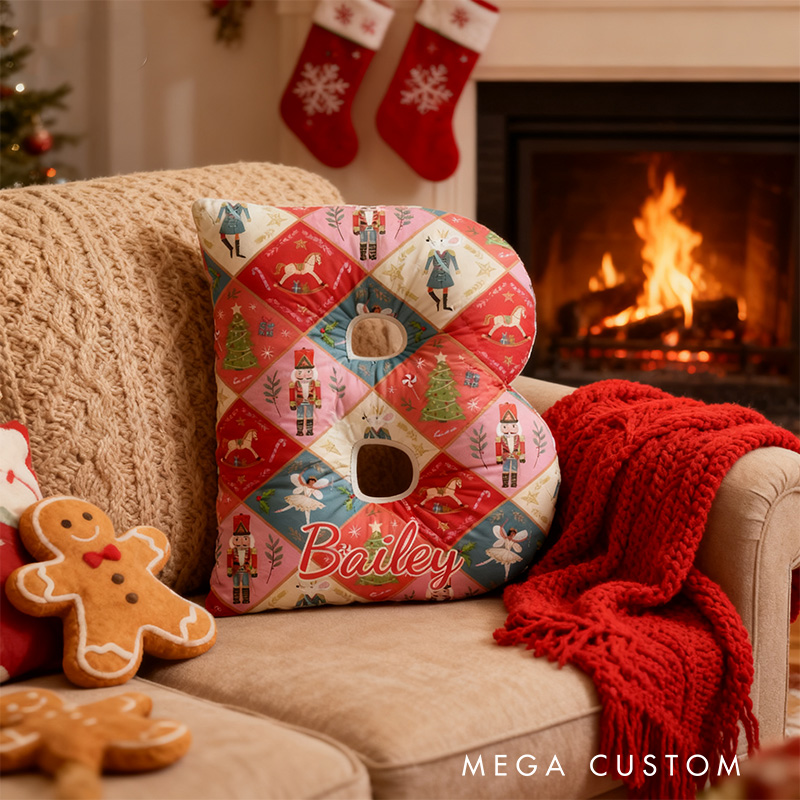 Personalized Nutcracker Fairy Ballet Alphabet Shaped Pillow for Dance Lovers Initial Pillow Christmas Gift for Kids