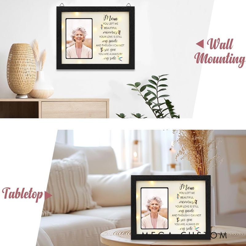 Personalized Sympathy LED Shadow Box Picture Frame Memorial Gift for Loss of Mom Bereavement Gifts in Memory of Loved One