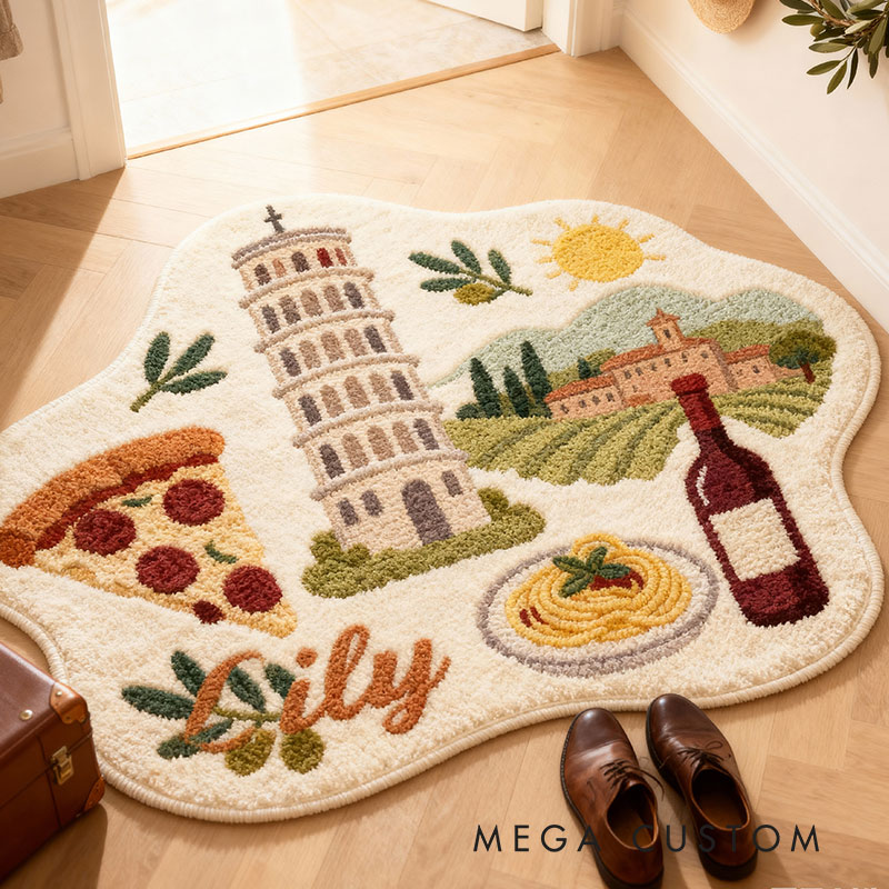 Personalized Italian Charm Rug for Travel Lovers