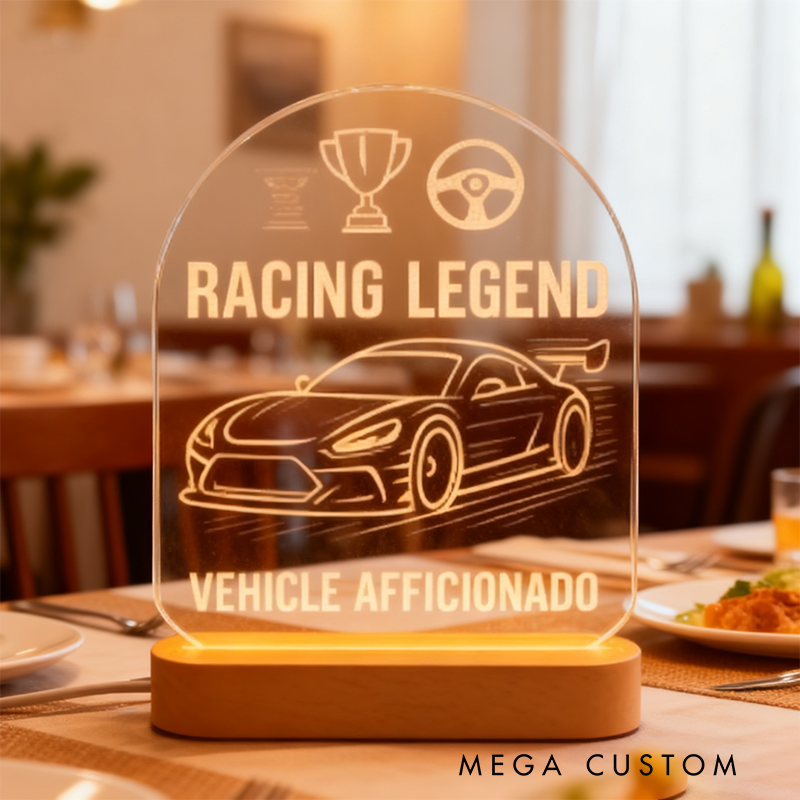 Personalized Racing Car Gift Custom Driver Name Decor Car Motorsport LED Night Light Lover Gift Race Fan Lamp