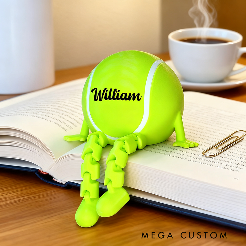 Personalized Tennis Ball Decor with Dangling Legs and Custom Name