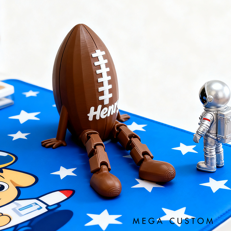 Personalized Football Decor with Dangling Legs and Custom Name