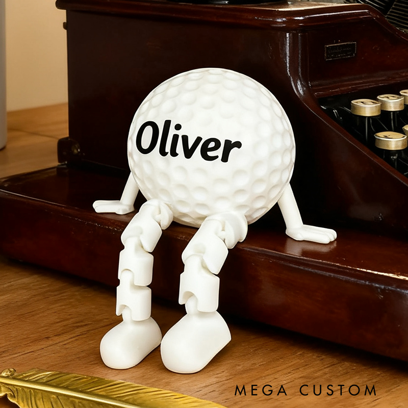 Personalized Golf Ball Decor with Dangling Legs and Custom Name