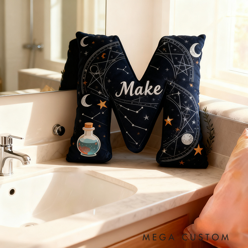 Personalized Galaxy Magisc Themed Christmas Gift Pillow with Stars Constellations Moon and Magical Potion Design  Graphic 3D Print Pillow