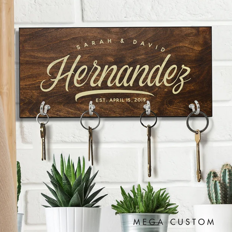 Personalized Key Holder for Wall Custom Key Hanger Housewarming Gift New Home Gifts First Home Gift Realtor Closing Gift Couple Gift