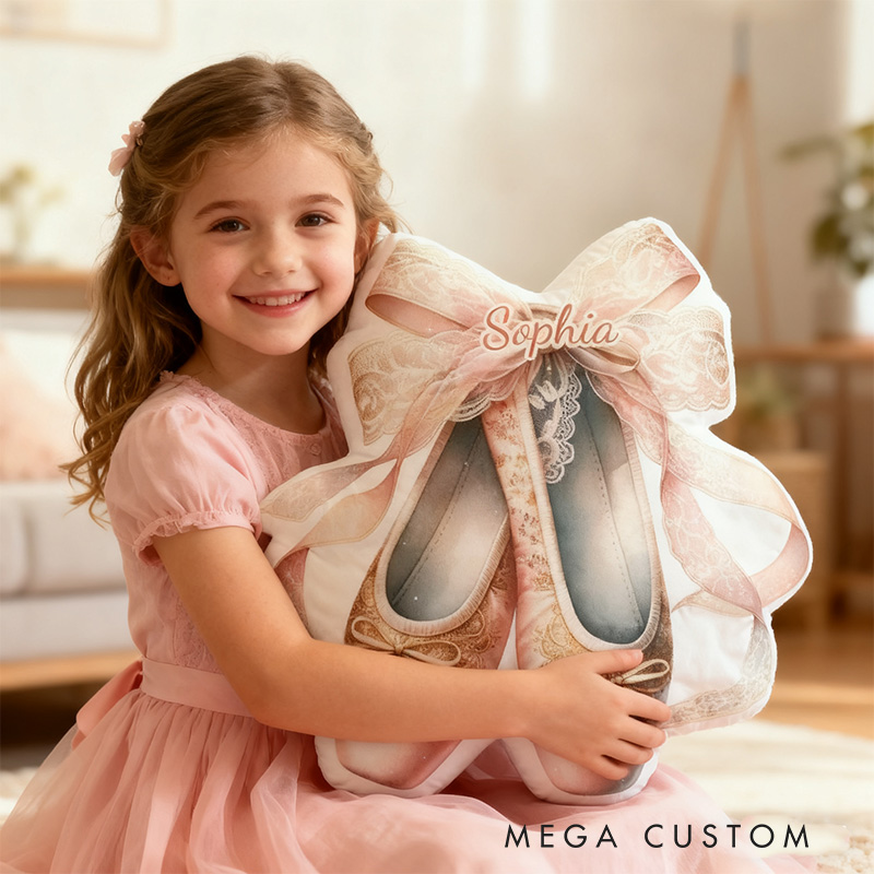 Personalized Ballet Dance Shoes Shaped Pillow for Dance Lovers Pillow Christmas Gift for Kids