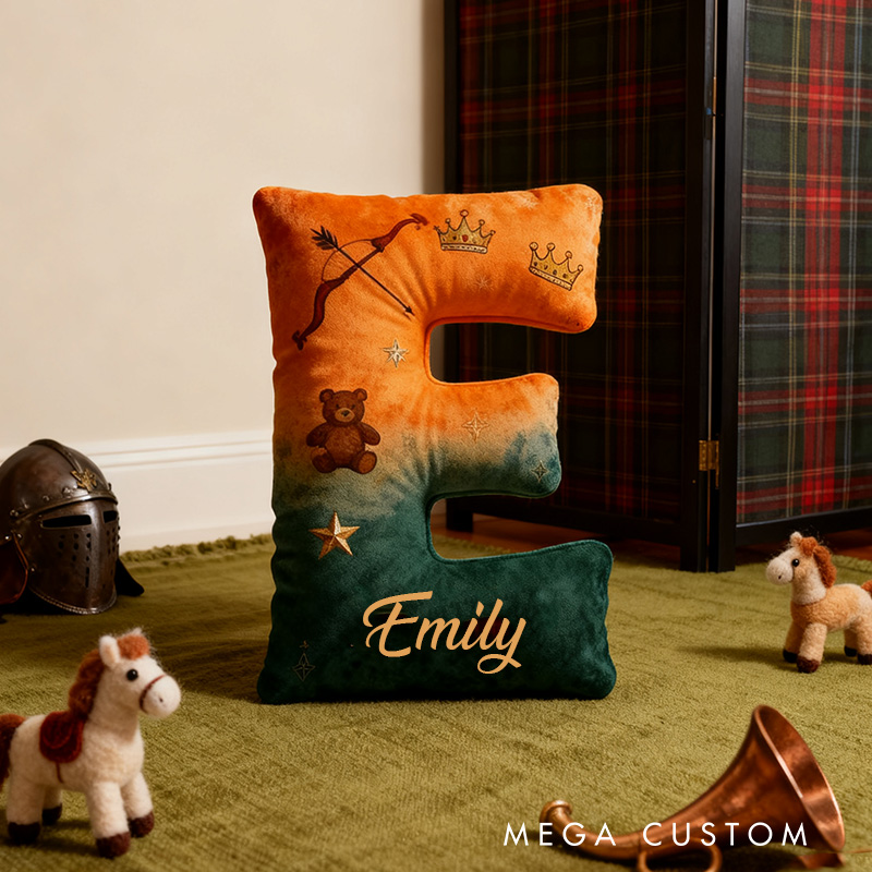 Personalized Graphic 3D Print Cartoon Medieval Princess Tale Alphabet Shaped Pillow for Cartoon Lovers Initial Pillow Christmas Gift for Kids
