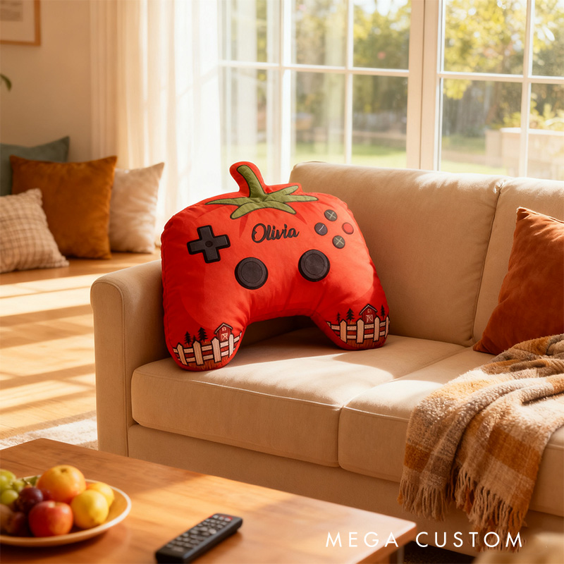 Personalized Graphic 3D Print Farming Game Controller Shaped Pillow for Game Lovers Plush Pillow Christmas Gift for Kids