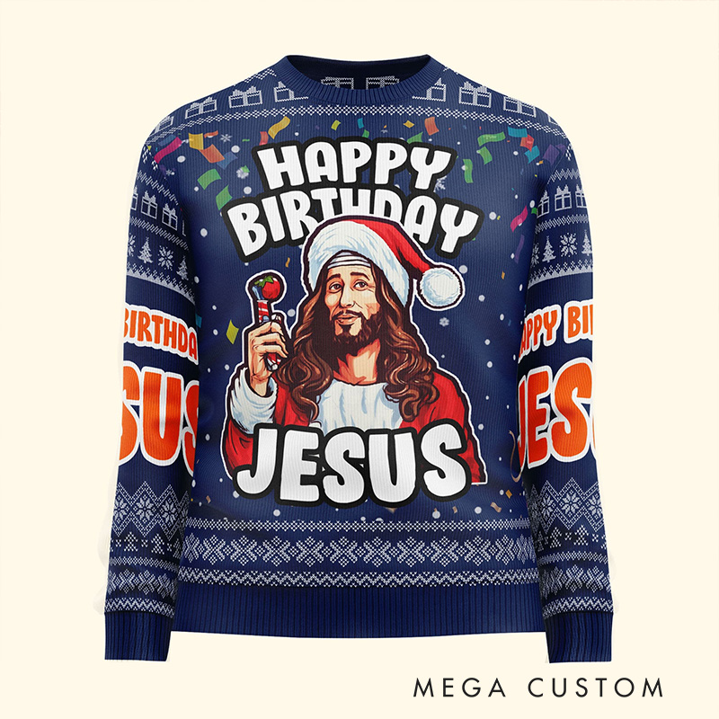 Personalized Go Jesus It's Your Birthday Christmas Ugly Sweater Religious Gift Christians Gift for Christmas Merry Christmas Gift Jesus Lovers Gift