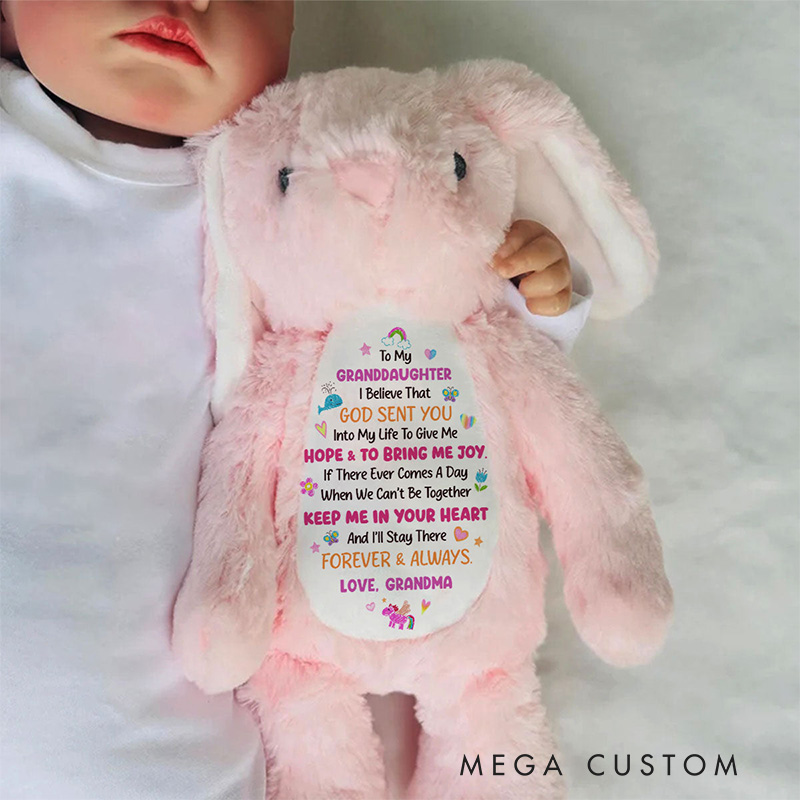 Personalized God Sent You into My Life to Give Me Hope and Joy Cute Rabbit Plush Stuffed Animal Toy with Title Granddaughter Gift from Grandma
