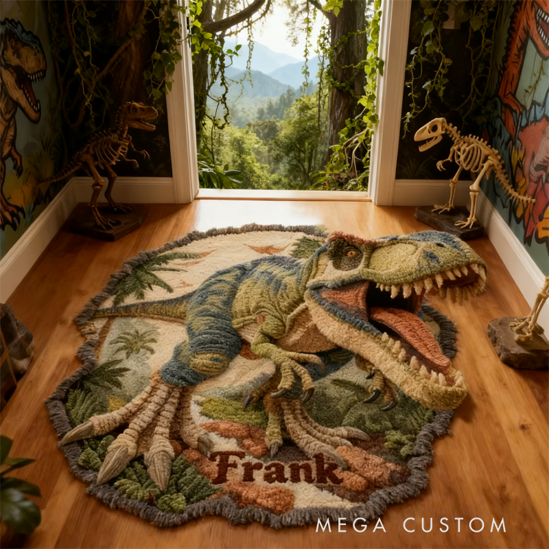 Personalized Dinosaur World with Name Doormats Christmas Gift for Kids Birthday Gifts for Boy