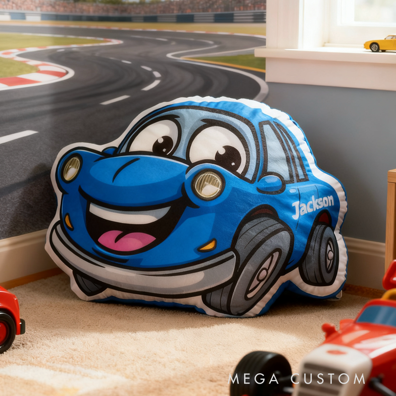 Personalized Cartoon Cars with Name Graphic 3D Print Pillow Christmas Gift for Kids Birthday Gift