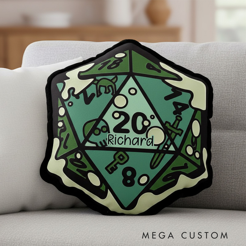 Personalized Graphic 3D Print Under Water D20 Shaped Pillow for DND Game Lovers Plush Pillow Christmas Gift for Kids
