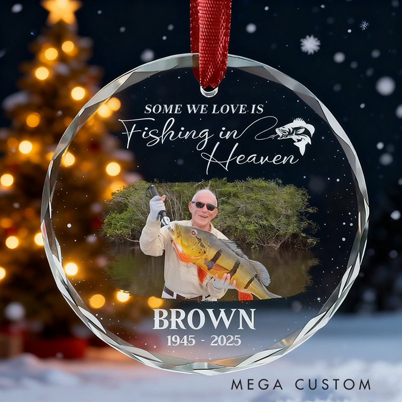 Personalized Fishing in Heaven Memorial Ornament Remembrance Gift Fishing In Heaven Fishing Memorial Ornament for Family