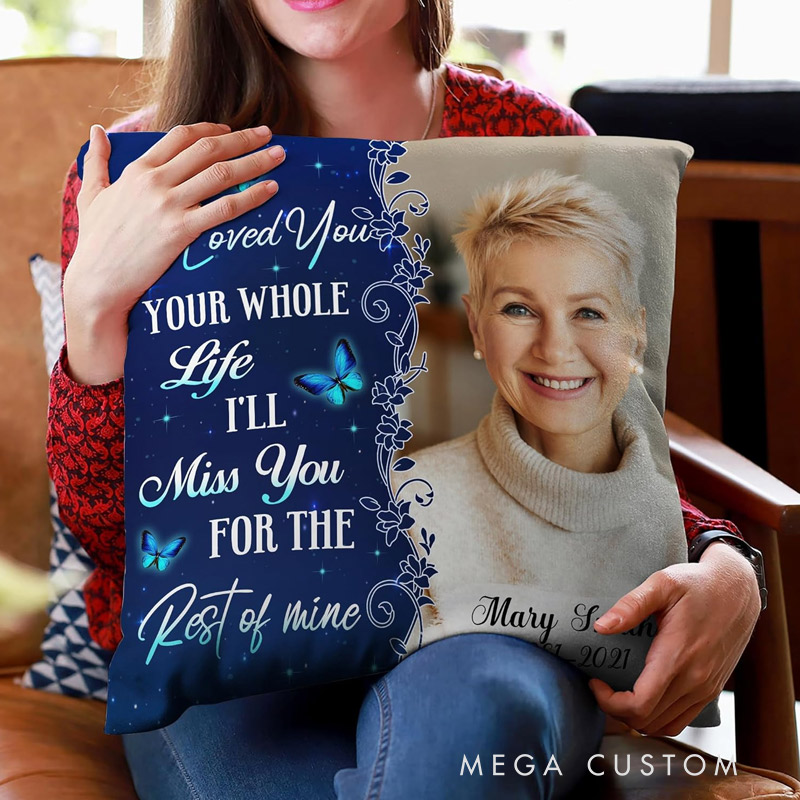 Personalized Memorial Photo Pillow Double-Sided Printed Gifts for Loss of Loved One in Heaven Remembrance Gifts