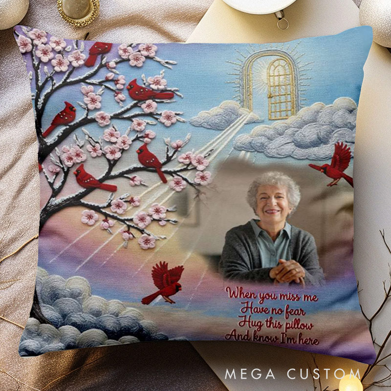 Personalized Memorial Photo Pillow Double-Sided Printed Graphic 3D Print Pillow Gifts for Loss of Loved One in Heaven Remembrance Gifts
