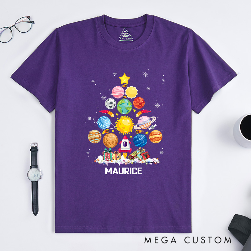 Personalized Solar System Christmas Tree Shirt Funny Planet Shirt Astronomy Universe Shirt Xmas Gifts Geek Lover