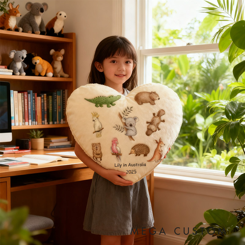 Personalized Heart of Australia Wildlife Pillow Graphic 3D Print Pillow for Travel Lovers