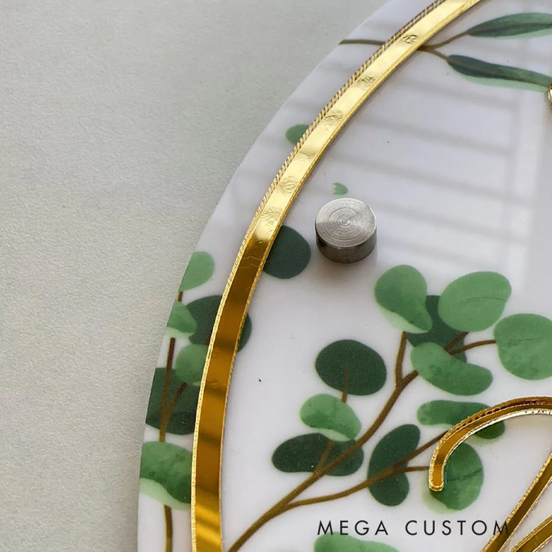 Personalized Acrylic Floral Round Nameplate Housewarming Gift for Family 