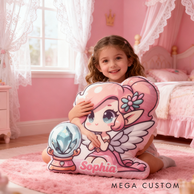 Personalized Name Pink Princess Pillows Adorable Whimsical Design Graphic 3D Print Pillow for Kids