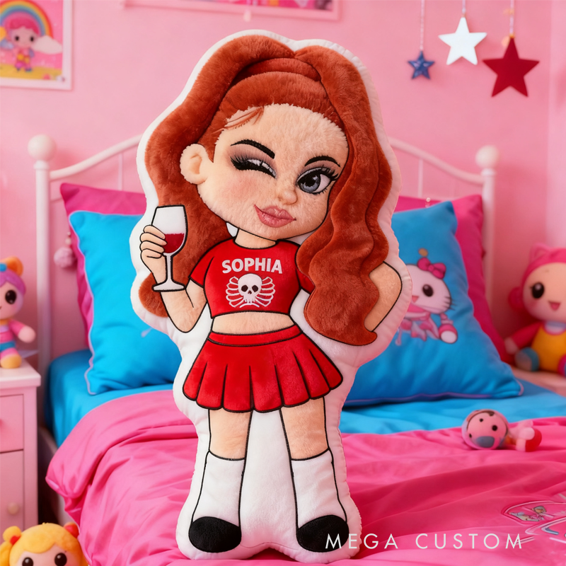 Personalized Y2K Style Cartoon Character with Name Graphic 3D Print Pillow Christmas Gift for Kids Birthday Gift