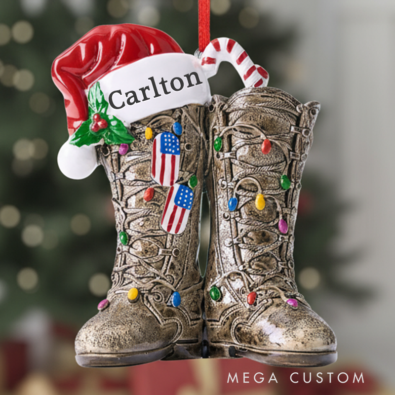  Personalized Military Boots Christmas Ornament Custom Name Boots Resin Christmas Ornament Xmas Gift