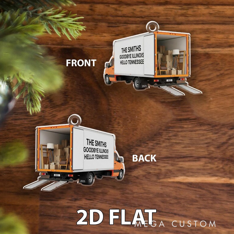 Personalized Moving Truck 2D FLAT Ornament Custom New Home Christmas Decoration Family Relocation Holiday Gift Housewarming Ornament