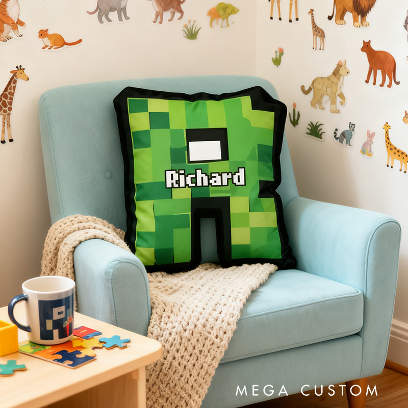 Personalized Graphic 3D Print Pixel Art Style Gamer Shaped Pillow for Game Lovers Plush Pillow Christmas Gift for Kids
