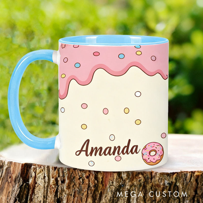 Personalized Donut Mugs Custom Donut Coffee Mug with Name Baking Lover Gifts Coffee Cup for Kids Christmas Gift