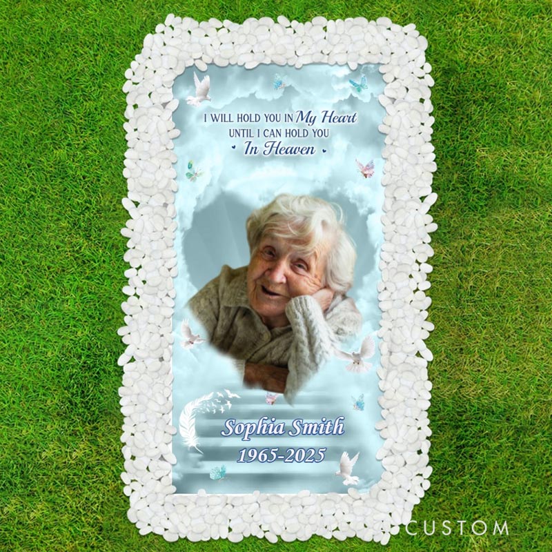 Personalized Photo Always In Our Hearts Never Forgotten Grave Blanket Waterproof Blanket Remembrance Gift 