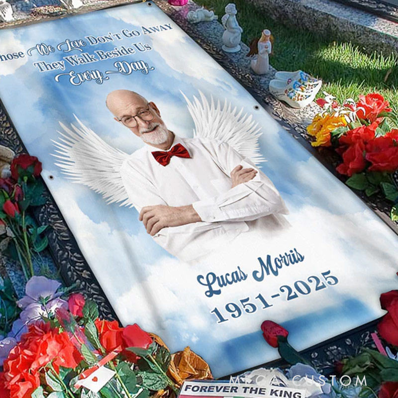 Personalized Photo Forever In My Heart Memorial Heaven Grave Blanket Waterproof Blanket Remembrance Gift 