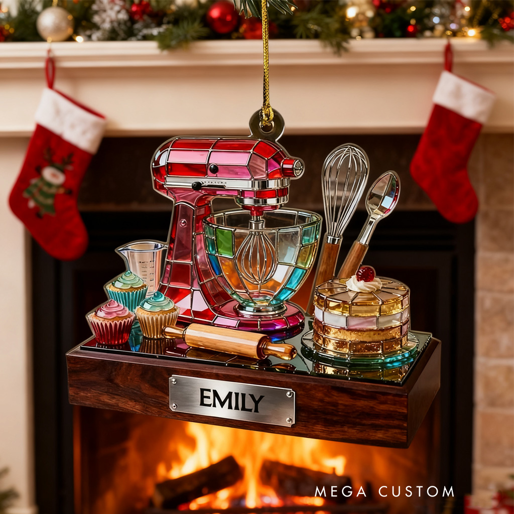 Personalized Baking Mixer Acrylic Ornament for Baker Kitchen Decor with Name Custom Baking Ornament Christmas Gift