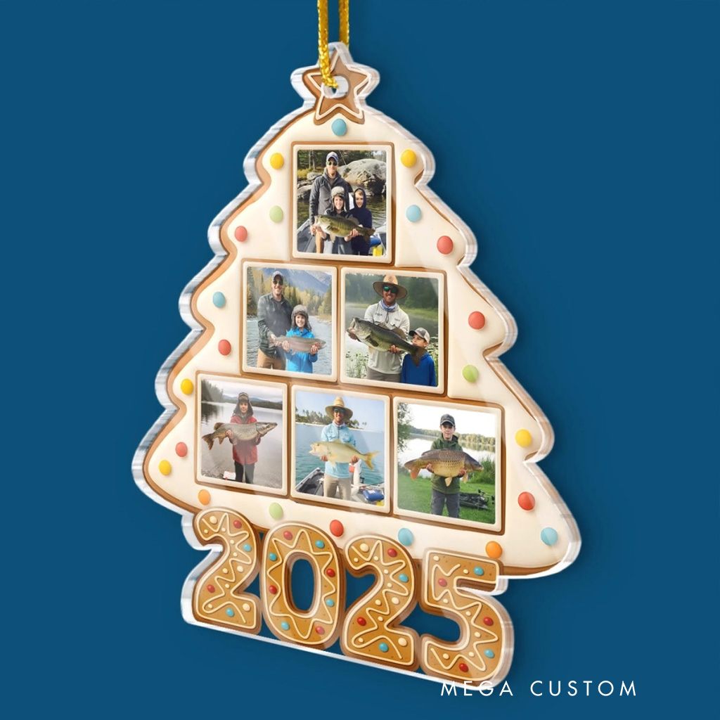 Personalized Photo 2025 Christmas Cookie Ornament for Baker Acrylic Family Christmas Decoration Bakery Ornament Baking Lover Family Christmas Gift