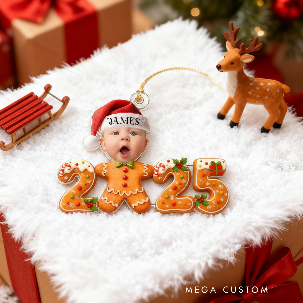 Personalized Face Gingerbread Ornament 2025 Ornament for Kids Boys Girls Baker Acrylic Christmas Decoration Bakery Ornament Baking Lover Christmas Gift