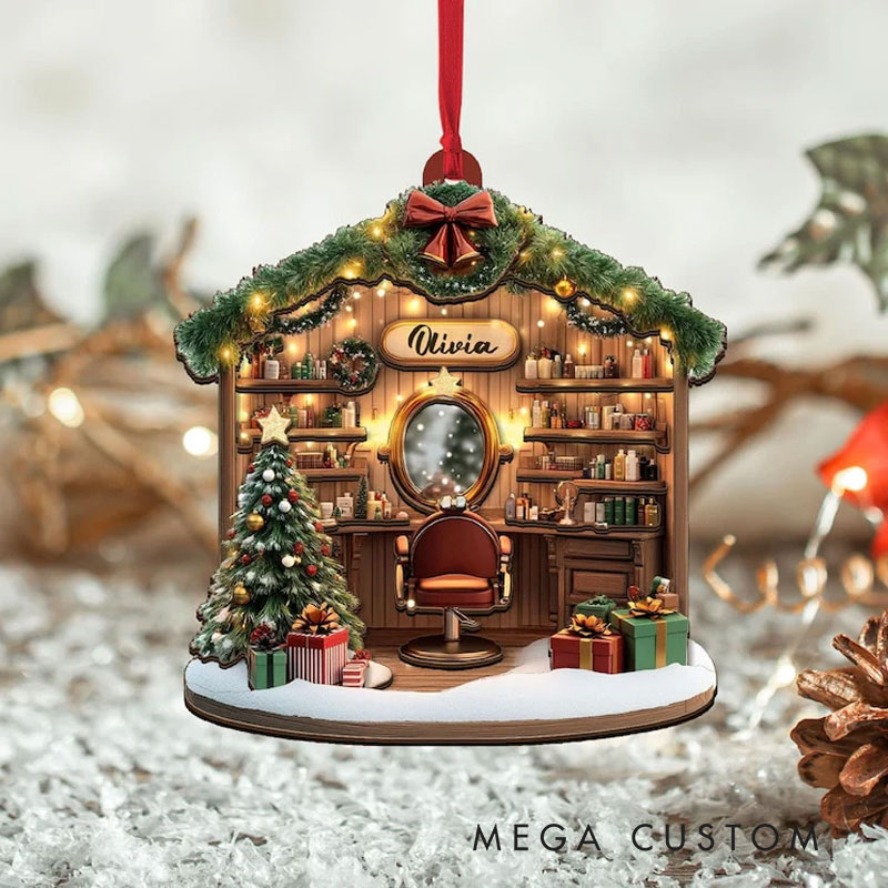 Personalized Beauty and Hairdressing 2D FLAT Christmas Ornament Hair Salon Christmas Decor for Her