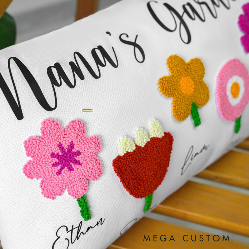 Personalized Nanas Garden Birh Flower Punch Needle Pillow Grandmas Garden Names Personalize Pillow Gift for Her Mothers Day Gift 