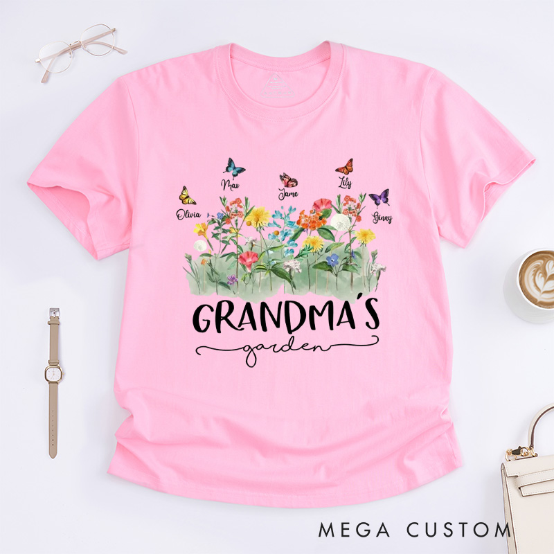Personalized Grandma's Garden Classic T-Shirts Gardening Shirt Custom Mom Shirt Mother's Day Gift